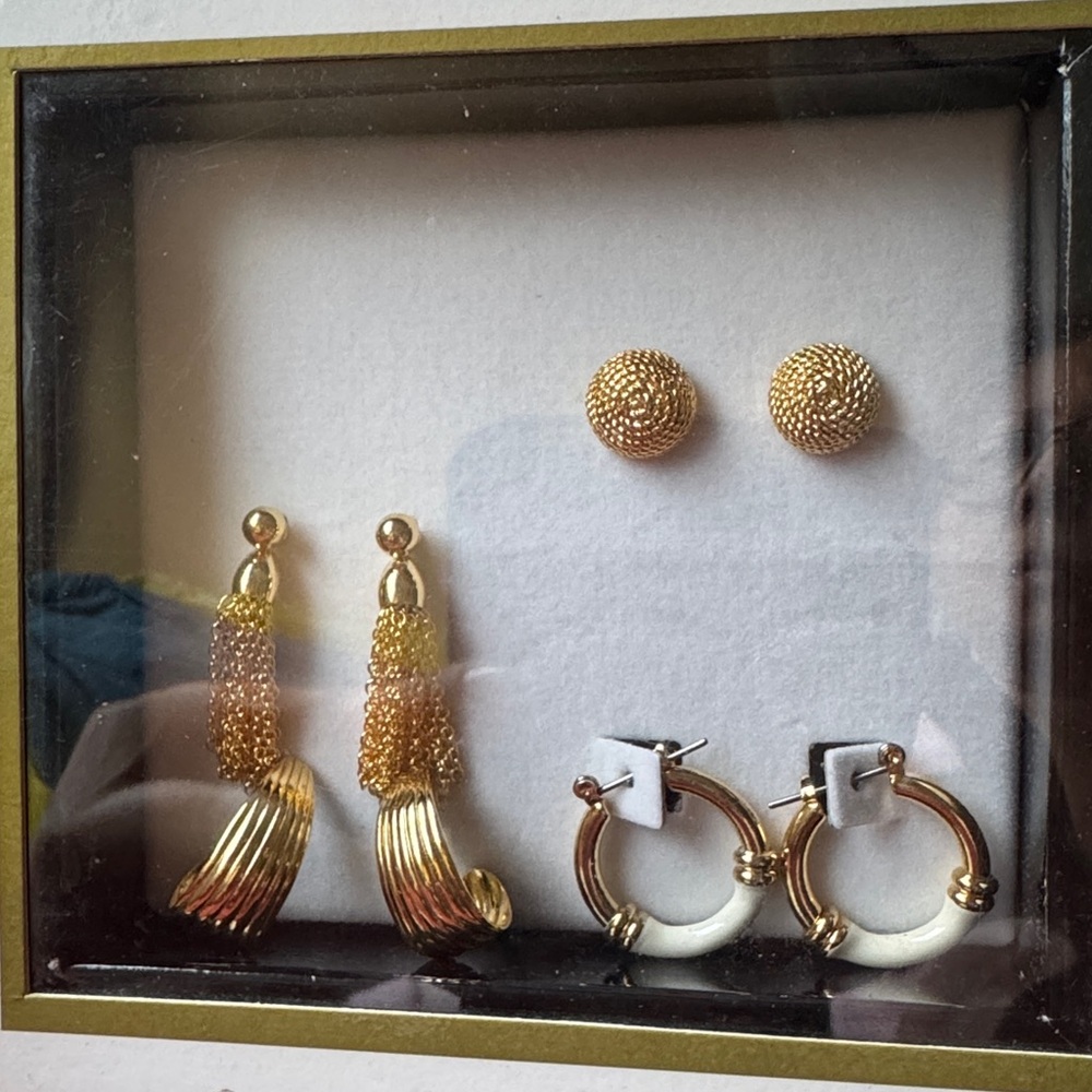 Elegant Gold Sterling Silver Earring Set